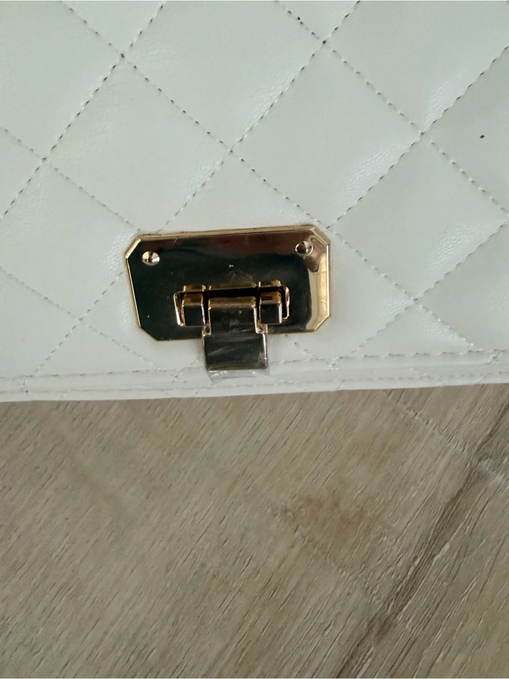 White Quilted Women's Crossbody Bag with Gold Hardware